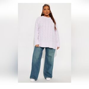 Fashion Nova Get It Together Cable Knit Sweater - Lilac Size XL(15) (NWOT)